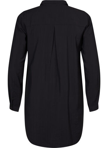Lang skjorte i viskoseblanding, Black, Packshot image number 1