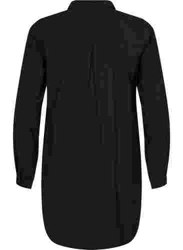 Lang skjorte i viskoseblanding, Black, Packshot image number 1