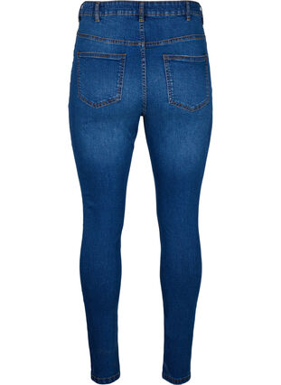 Slim-fit jeans med slitte detaljer, Blue Denim, Packshot image number 1