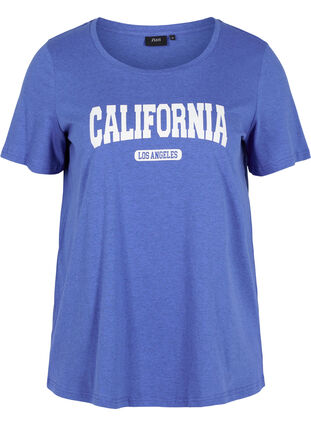 T-skjorte i bomull med trykk, Dazzling Blue Califo, Packshot image number 0