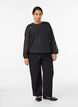 Bluse i chiffon med et teksturert m&oslash;nster, Svart, Model image number 1