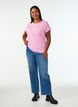 Kortermet T-skjorte i bomullsblanding, Rosa, Model image number 1