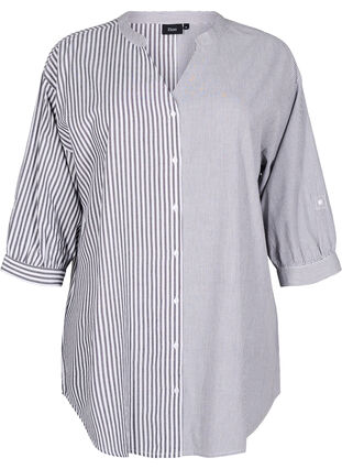 Zizzi Rutete tunika med 3/4 ermer, Svart, Packshot image number 0