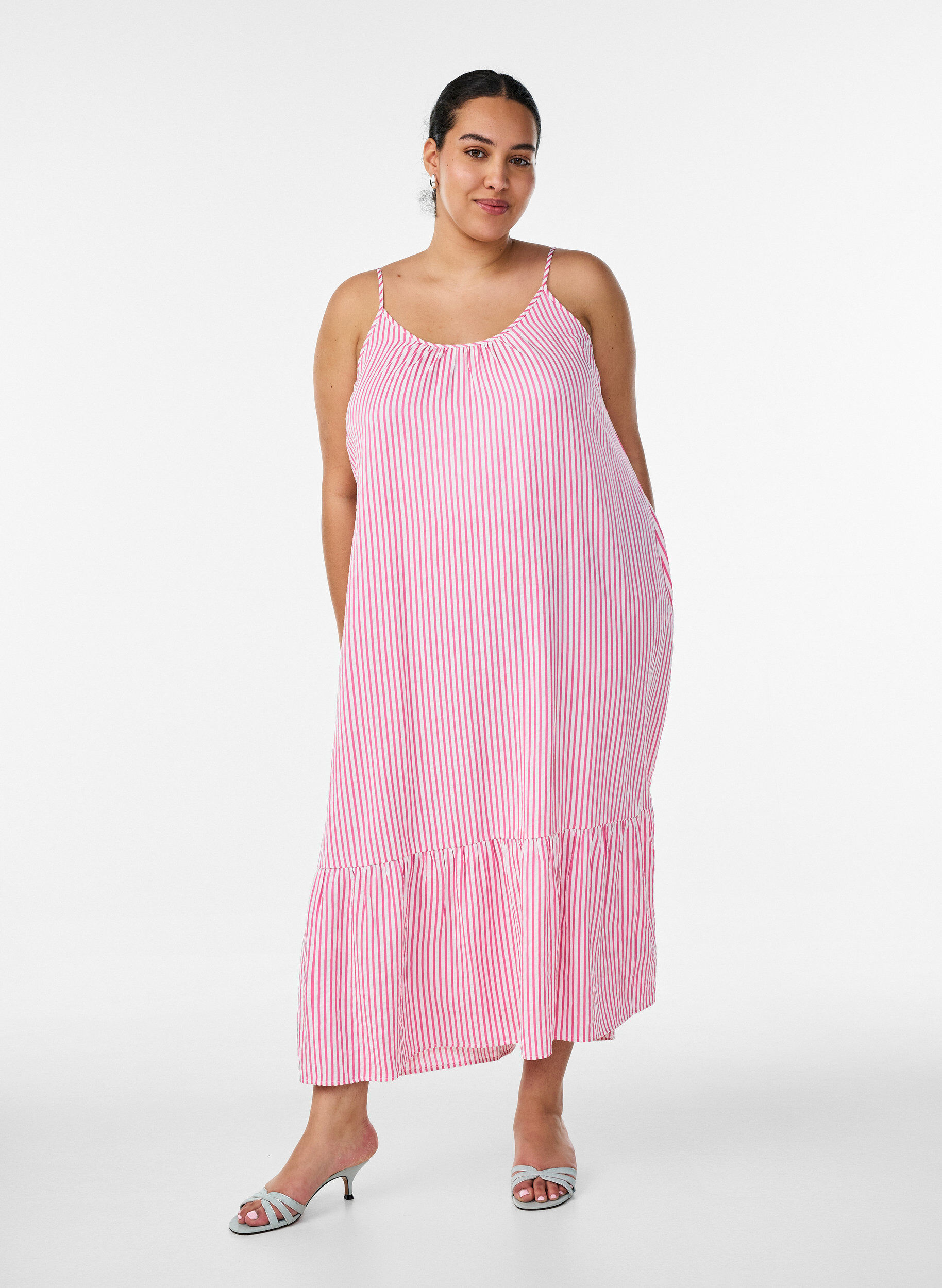 ZizziSommerkjole med striper og A-form, Rosa, Model image number 0