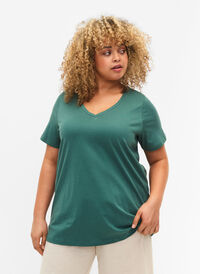 Basis T-skjorter i bomull 2 stk., Mallard Green/Black, Model