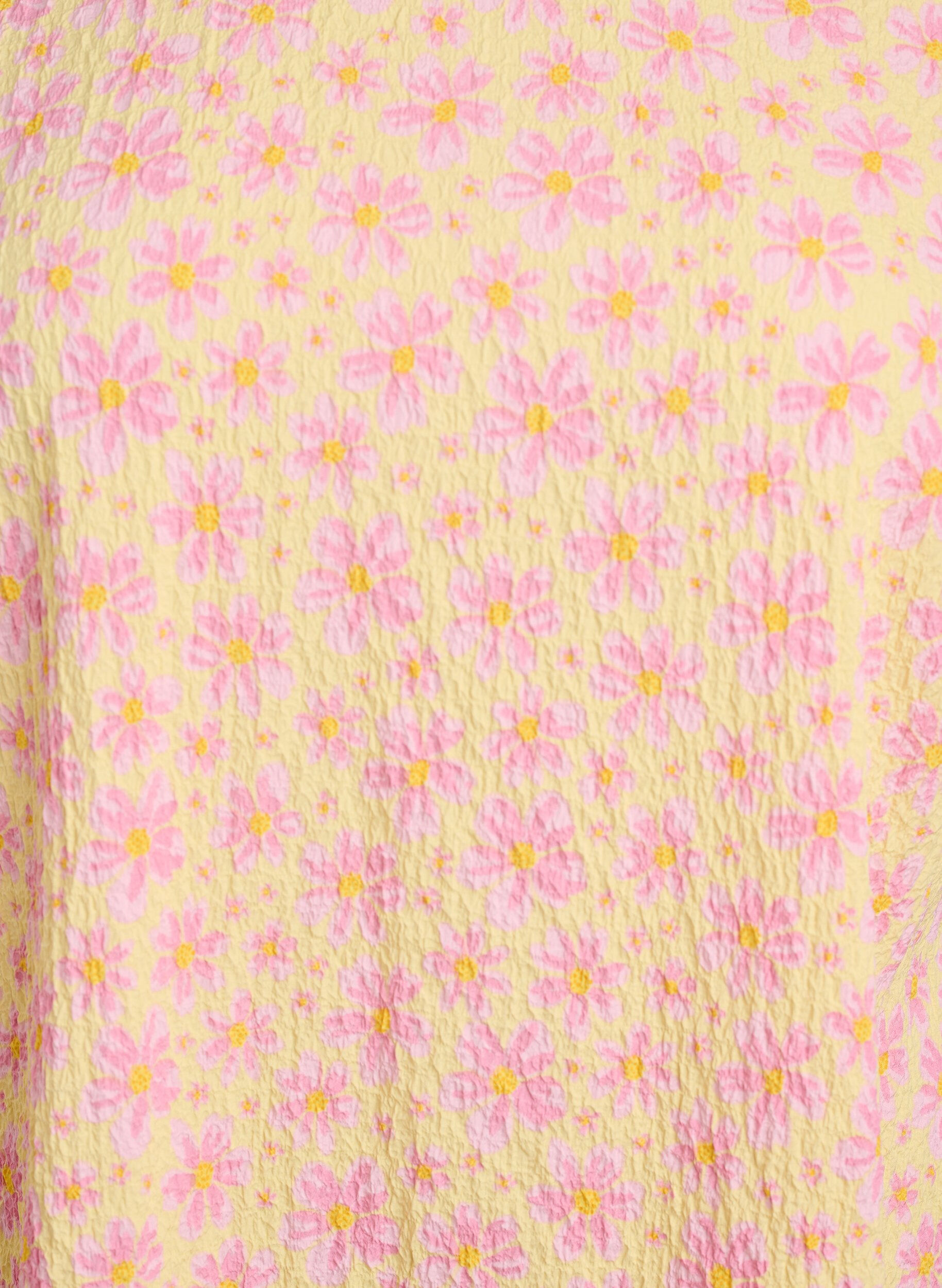 ZizziKort kjole med kr&oslash;llete tekstur og korte ermer, Gul, Packshot image number 2