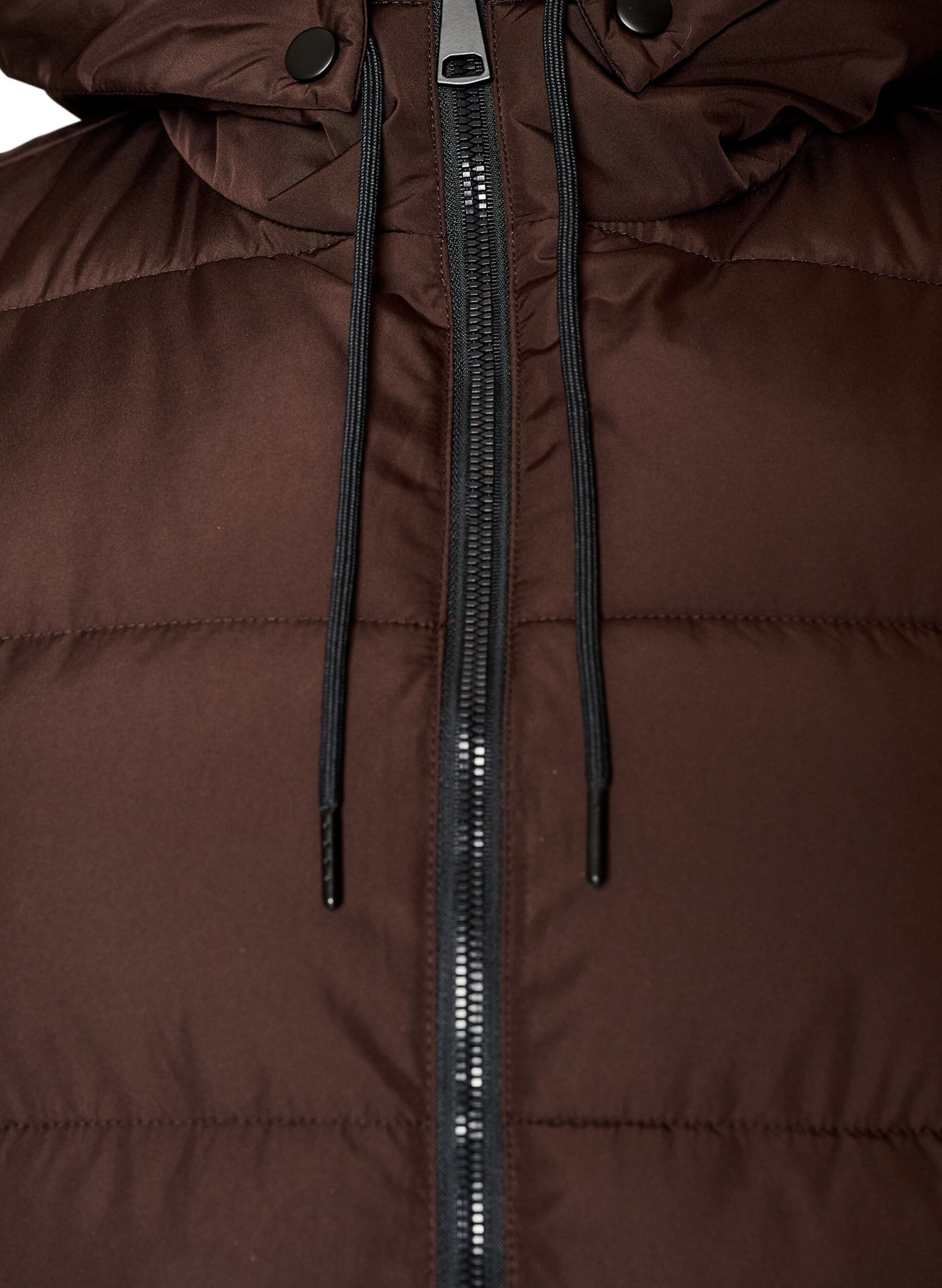 ZizziLang vest med hette og lommer, Brun, Packshot image number 2