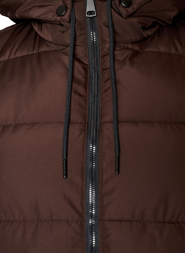 Lang vest med hette og lommer, Brun, Packshot image number 2