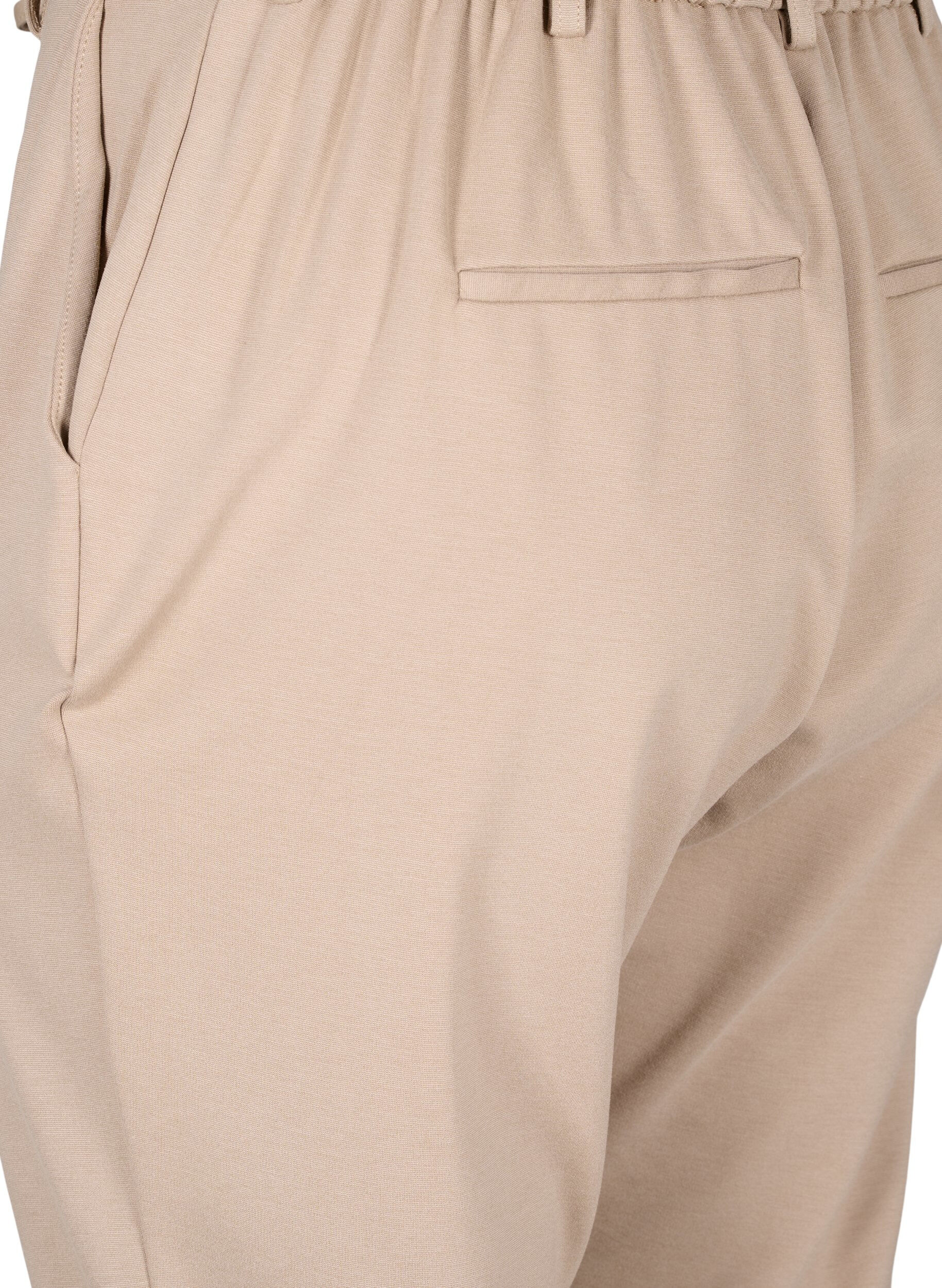 ZizziCroppede Maddison-bukser, Beige, Packshot image number 3