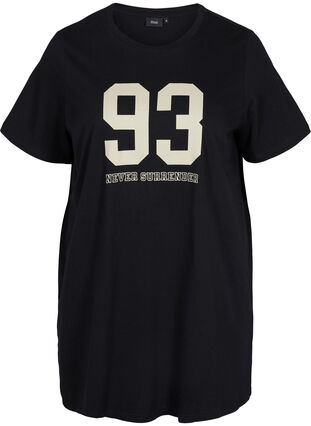 Oversize pysjamas T-skjorte i økologisk bomull, Black w. 93, Packshot image number 0