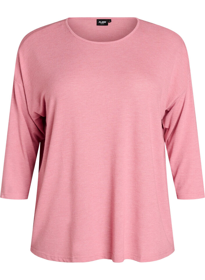 Jersey bluse med 3/4 ermer, Rosa, Packshot image number 0