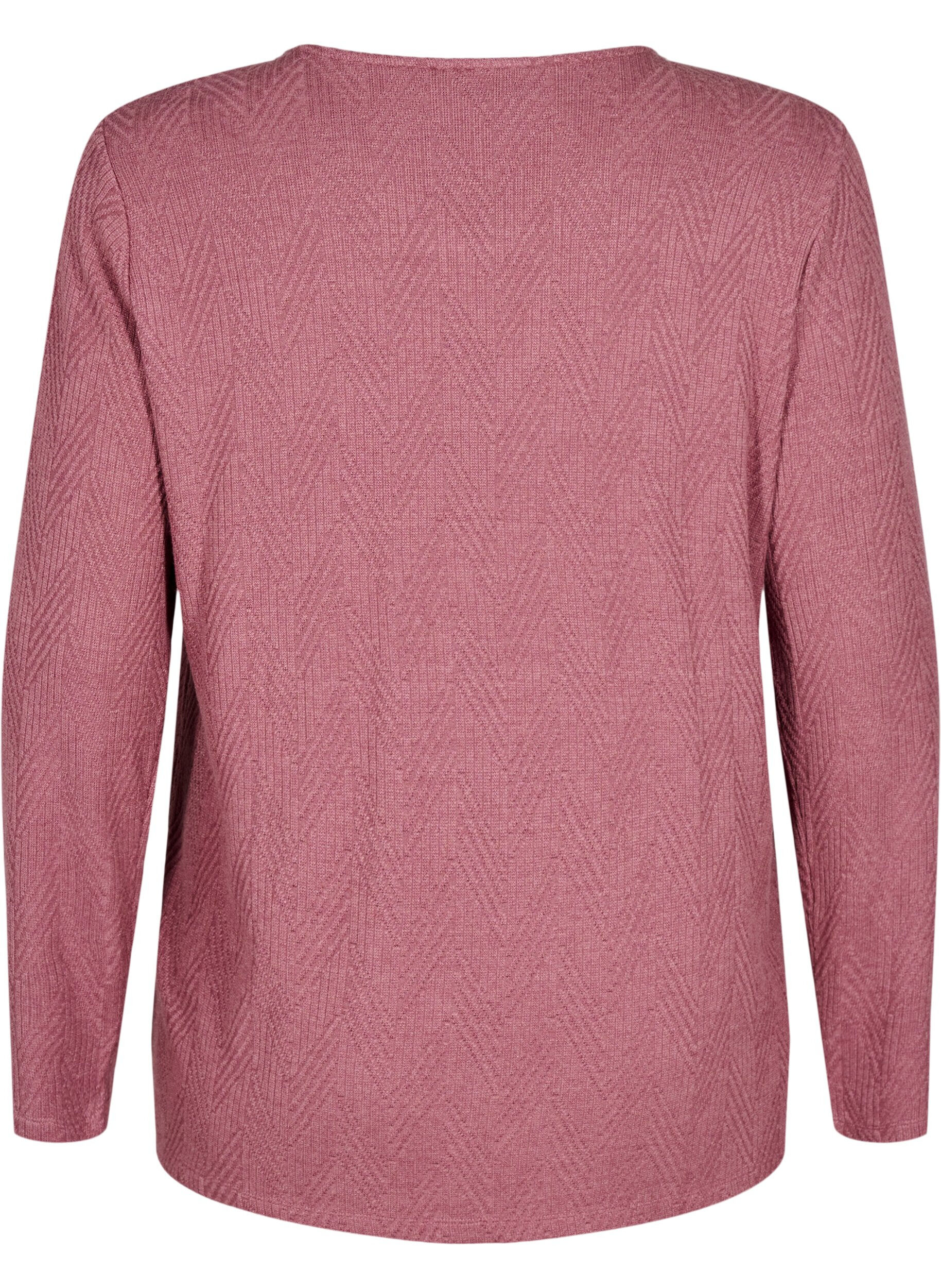 Zizzi M&oslash;nstret bluse med lange ermer, Brun, Packshot image number 1