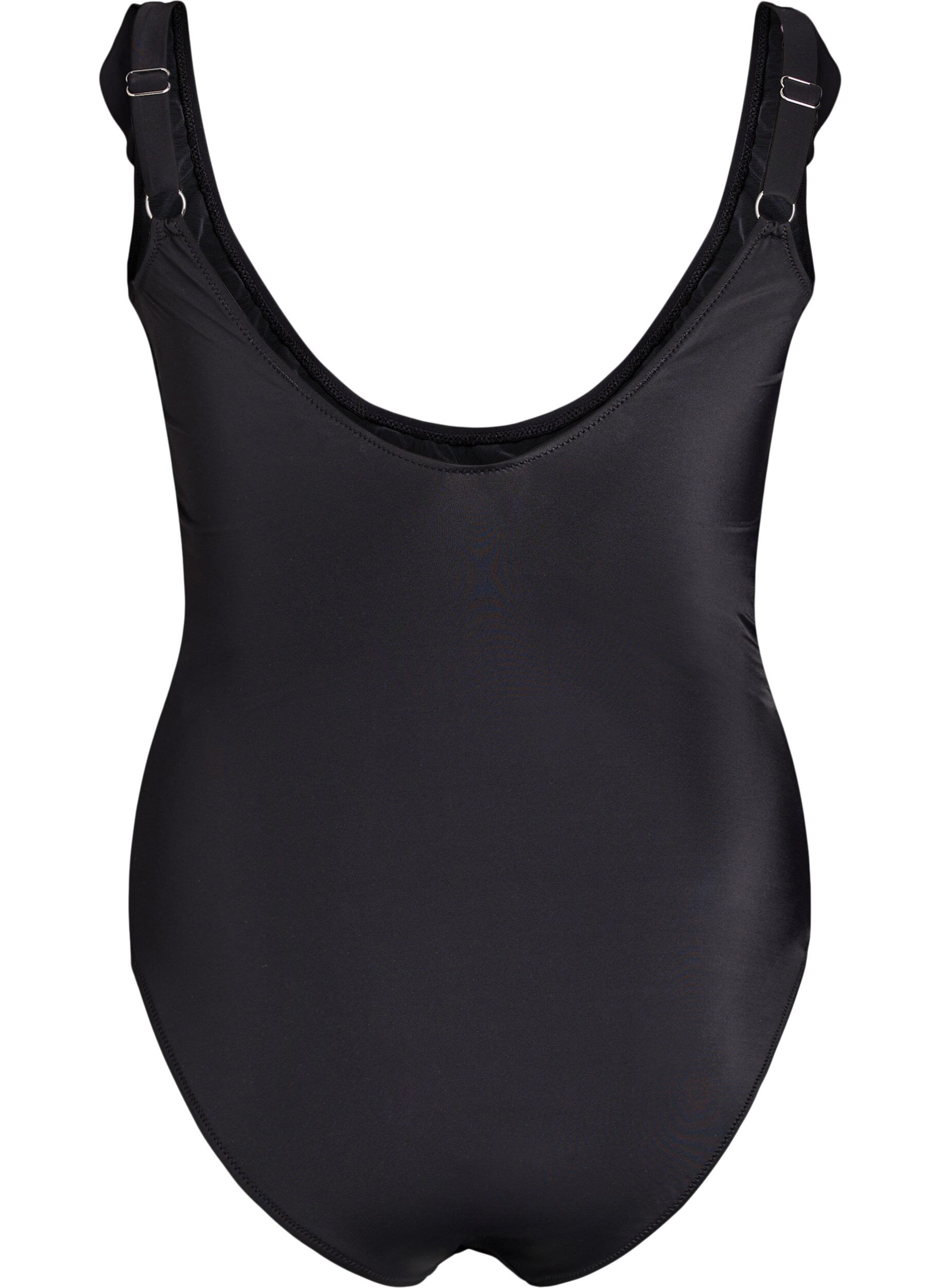 Zizzi Badedrakt med volanger og avtagbar polstring, Svart, Packshot image number 1