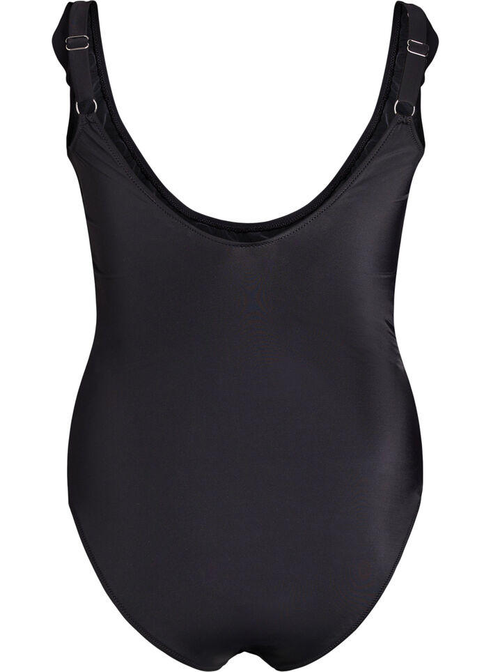 Badedrakt med volanger og avtagbar polstring, Svart, Packshot image number 1
