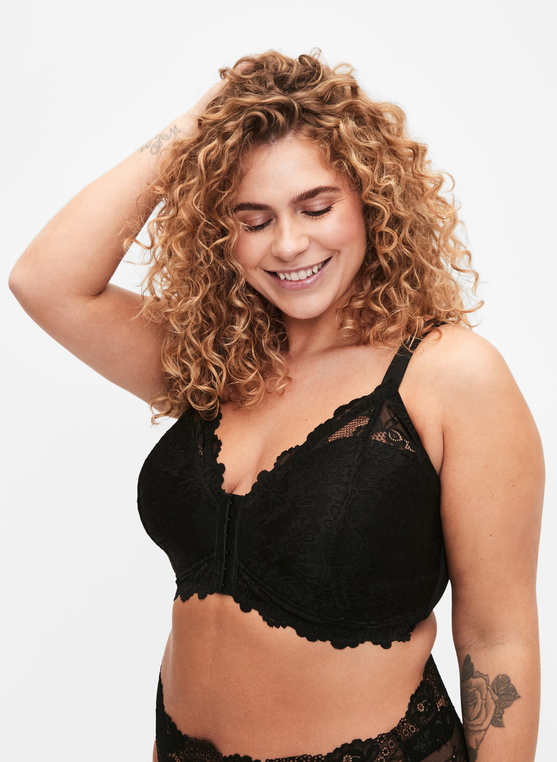 Zizzi Blonde-BH med lukking foran, Black, Model image number 0