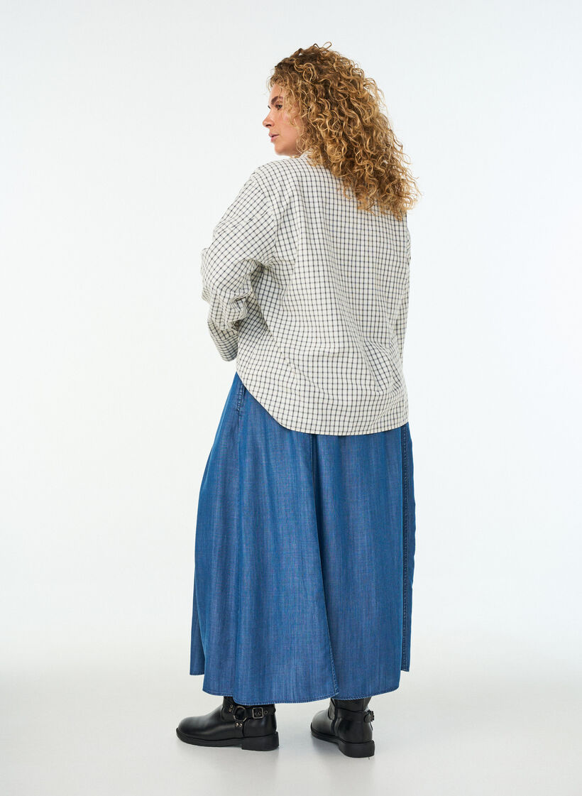 Maxiskj&oslash;rt i lyocell med plagg i denim, Bl&aring;, Model image number 1