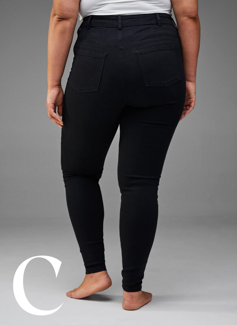 Supersmale jeans med høy midje, Black, Model