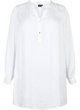 Viskose tunika med ton-i-ton mønster, Bright White, Packshot image number 0