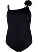 Badedrakt med asymmetrisk utringning, Black, Packshot image number 0