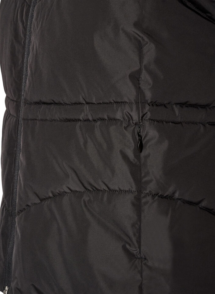Puffer vest med justerbar midje, Svart, Packshot image number 3