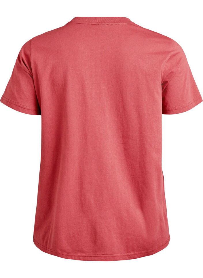Basic T-skjorte i bomull med rund hals, R&oslash;d, Packshot image number 1