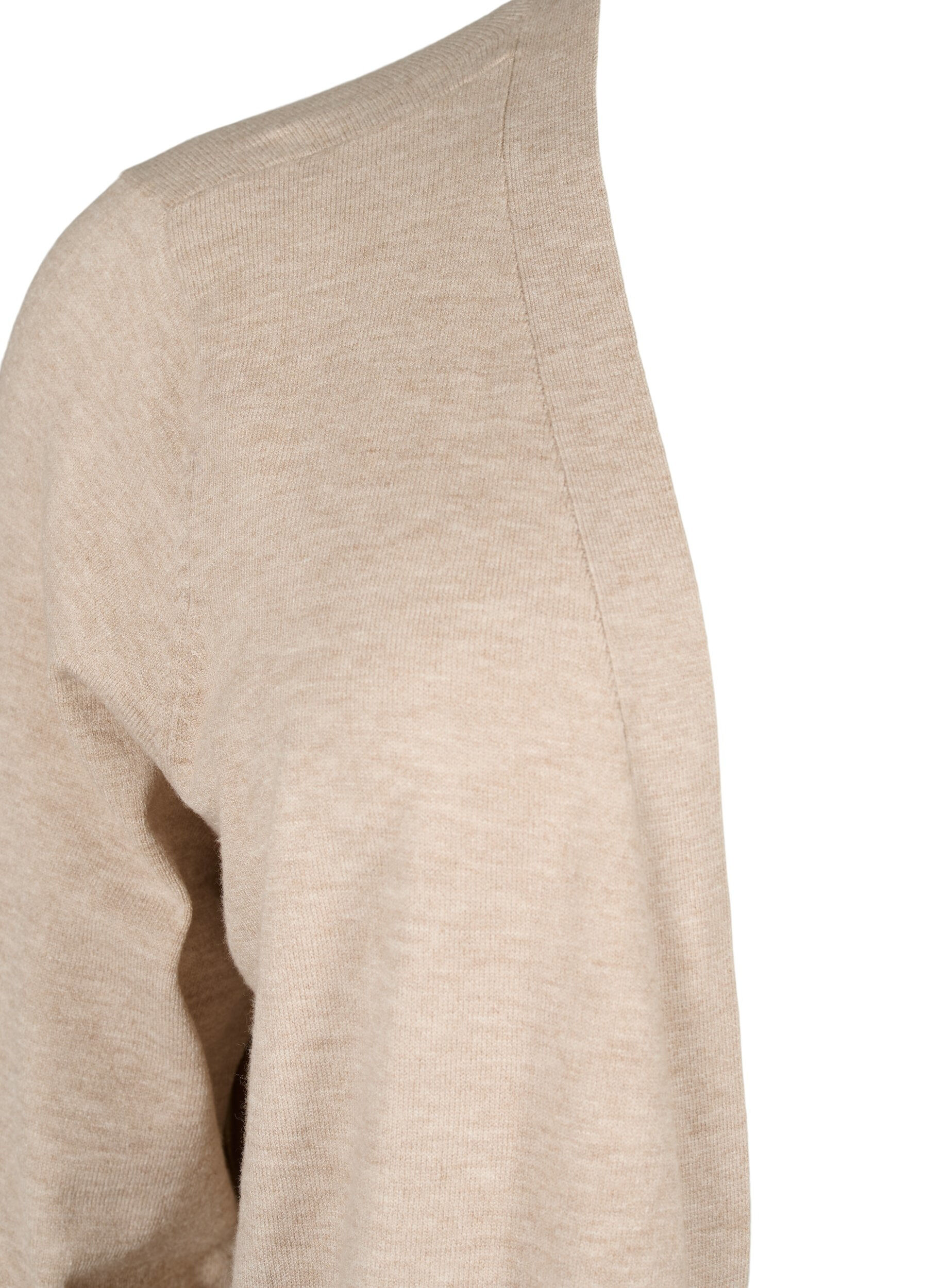 Zizzi Strikket cardigan med splitt og ribbekanter, Simply Taupe Mel., Packshot image number 2