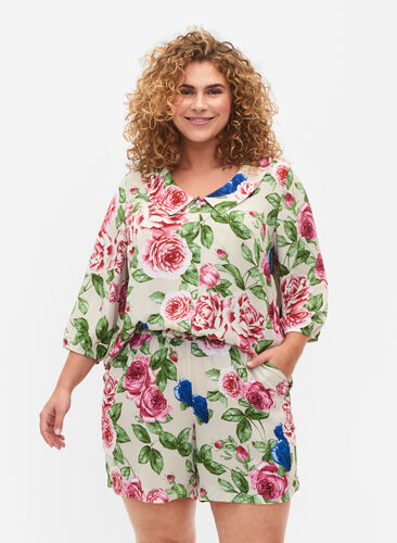 Shorts med blomstermønster, Bright Flower , Model image number 0