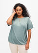 Melange Bluse med korte ermer, Chinois Green Mel., Model image number 0