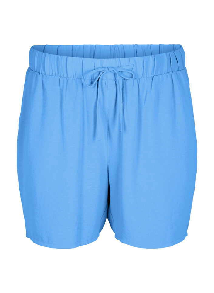 Shorts med lommer og elastisk linning, Bl&aring;, Packshot image number 0