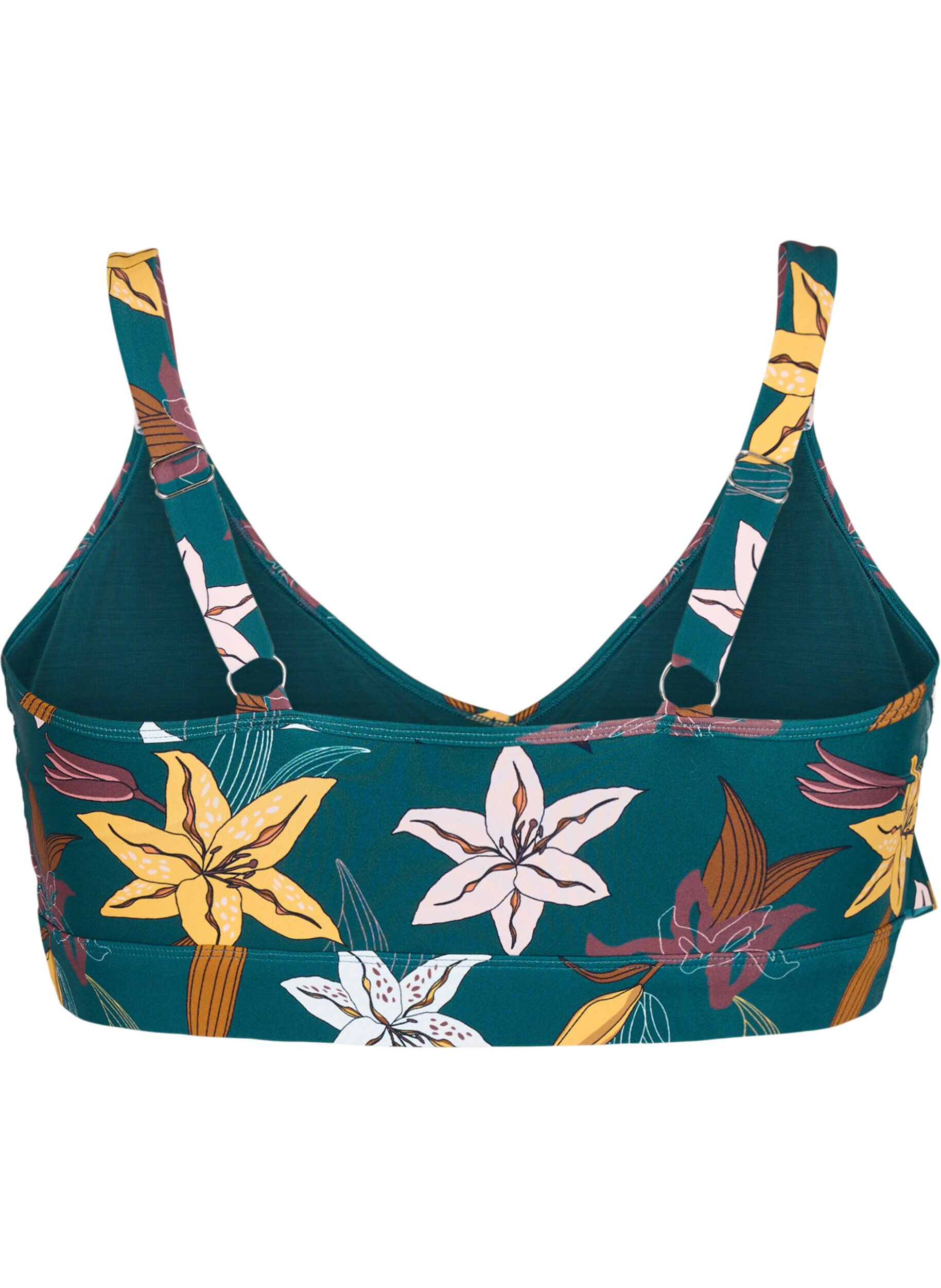 ZizziBlomstrete bikini med volanger, Gr&oslash;nn, Packshot image number 1