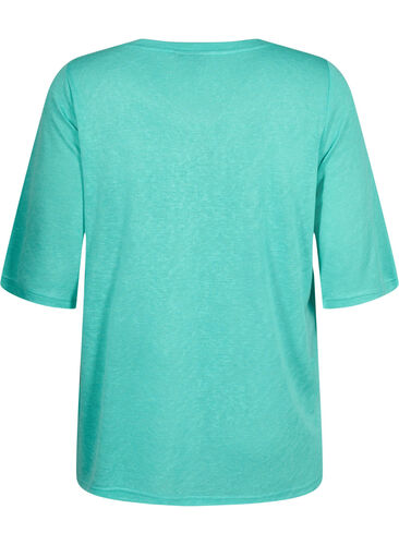Bluse med 3/4-ermer, Turquoise, Packshot image number 1