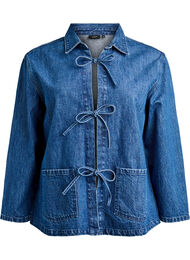 Denimjakke med knytelukking og lommer, Blue Denim