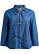 Denimjakke med knytelukking og lommer, Blue Denim, Packshot image number 0
