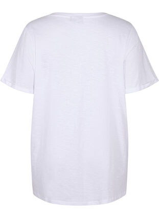 Ensfarget oversized T-skjorte med V-hals, Bright White, Packshot image number 1