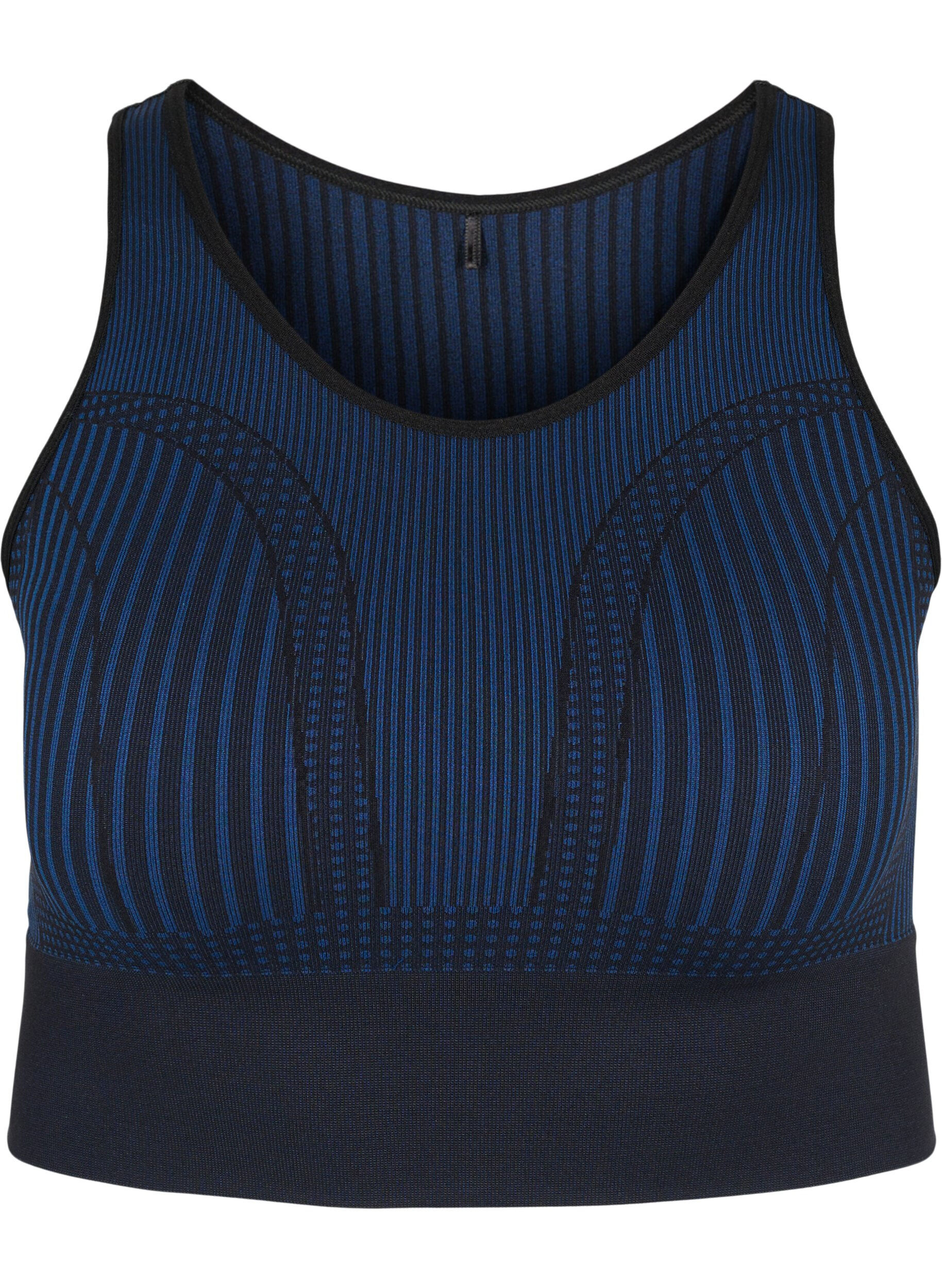 Zizzi S&oslash;ml&oslash;s sports-BH med striper, Black w. Blue Depths, Packshot image number 0