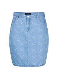 Jeansskjørt med mønster, Light blue denim