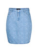 Jeansskjørt med mønster, Light blue denim, Packshot image number 0