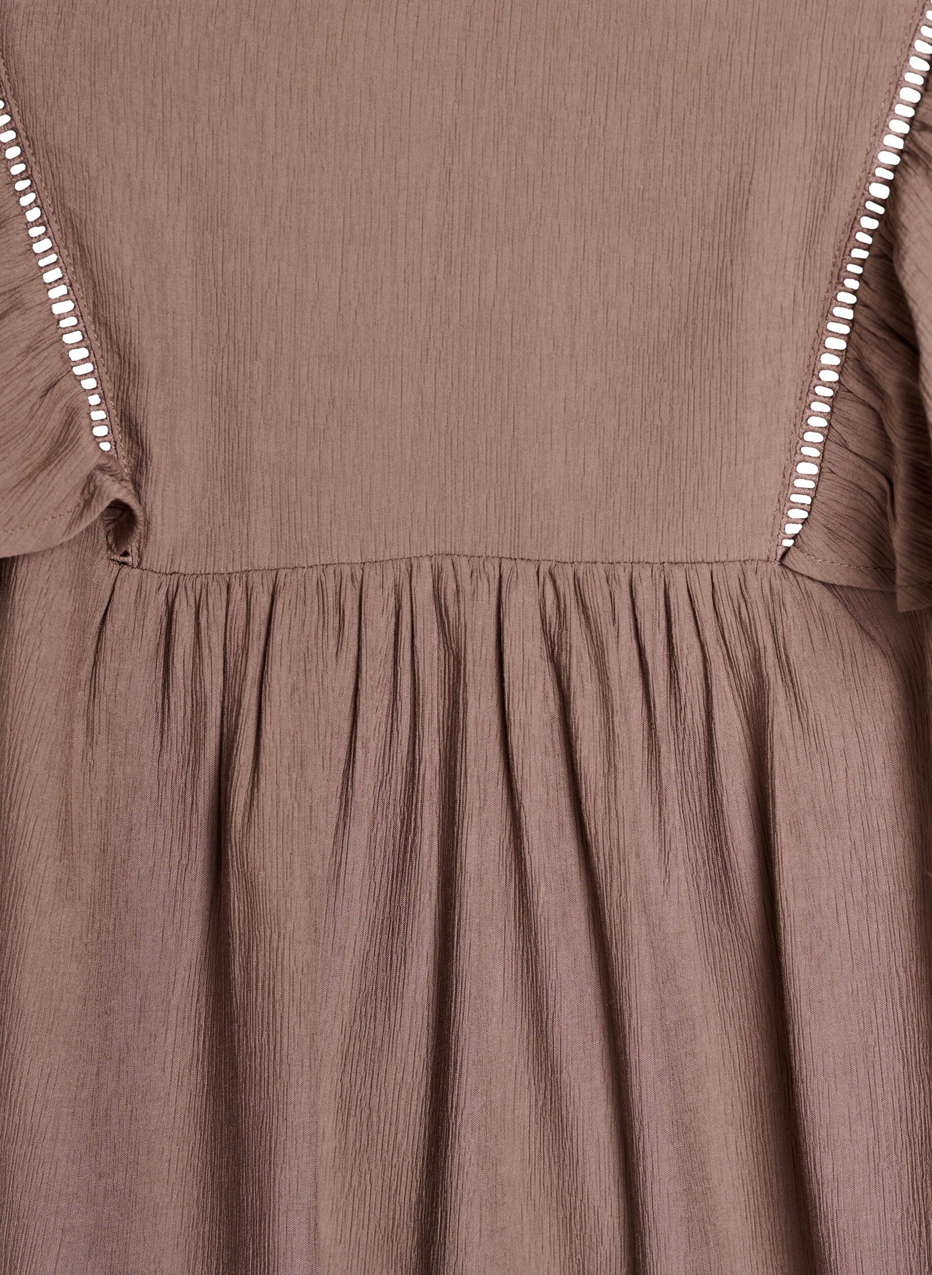 Zizzi Bluse med korte volangermer, Brun, Packshot image number 2