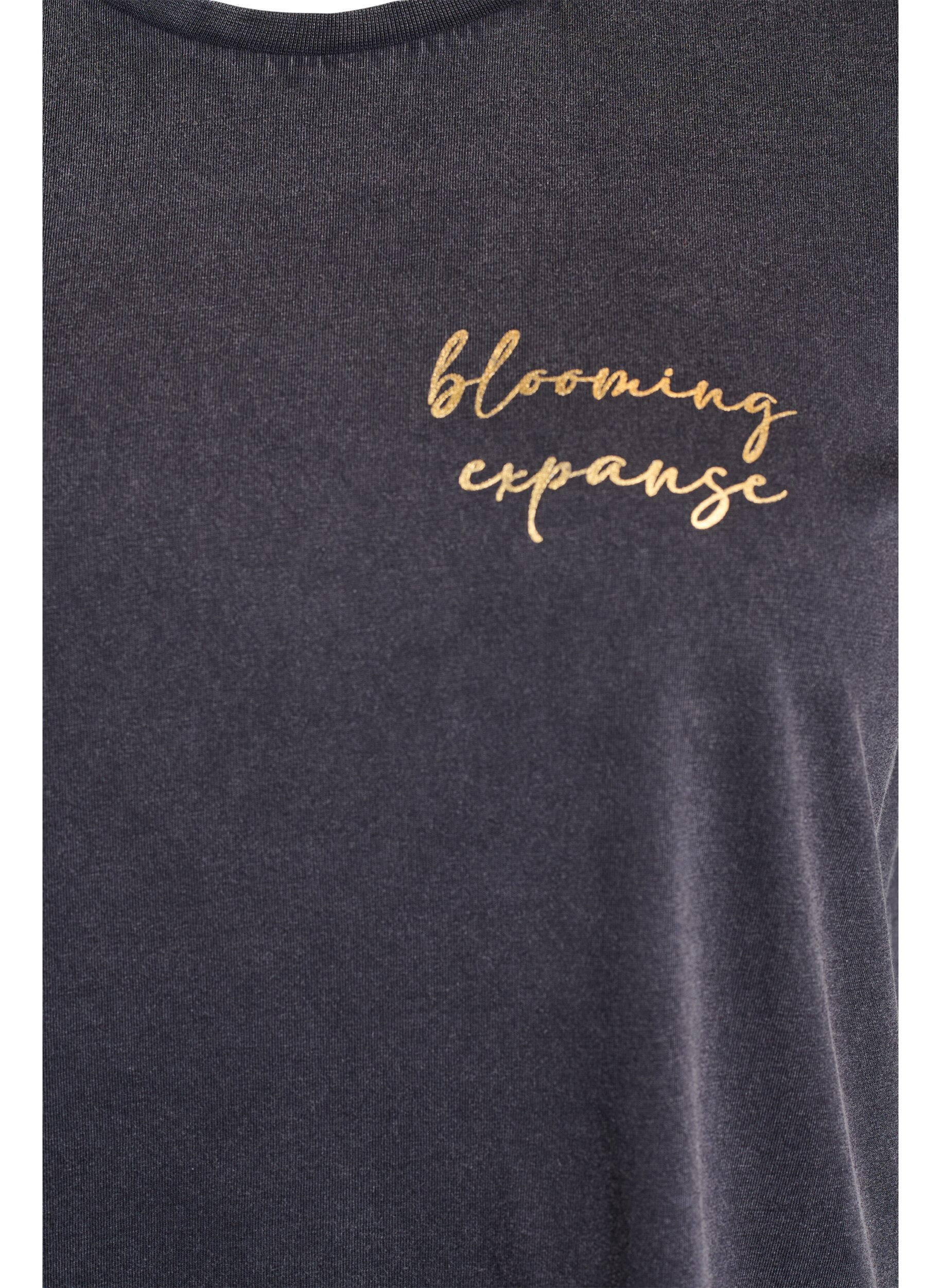 Zizzi T-skjorte i &oslash;kologisk bomull med et kult trykk, Gr&aring;, Packshot image number 2