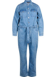 Jumpsuit i langermet denim, Light Blue Denim, Packshot