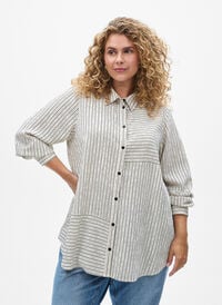 Skjorte med stripemønster, Hvit Skjorte med stripemønster, Hvit, Model