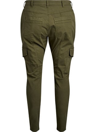 Zizzi Slim fit bukser med cargolommer, Grønn, Packshot image number 1