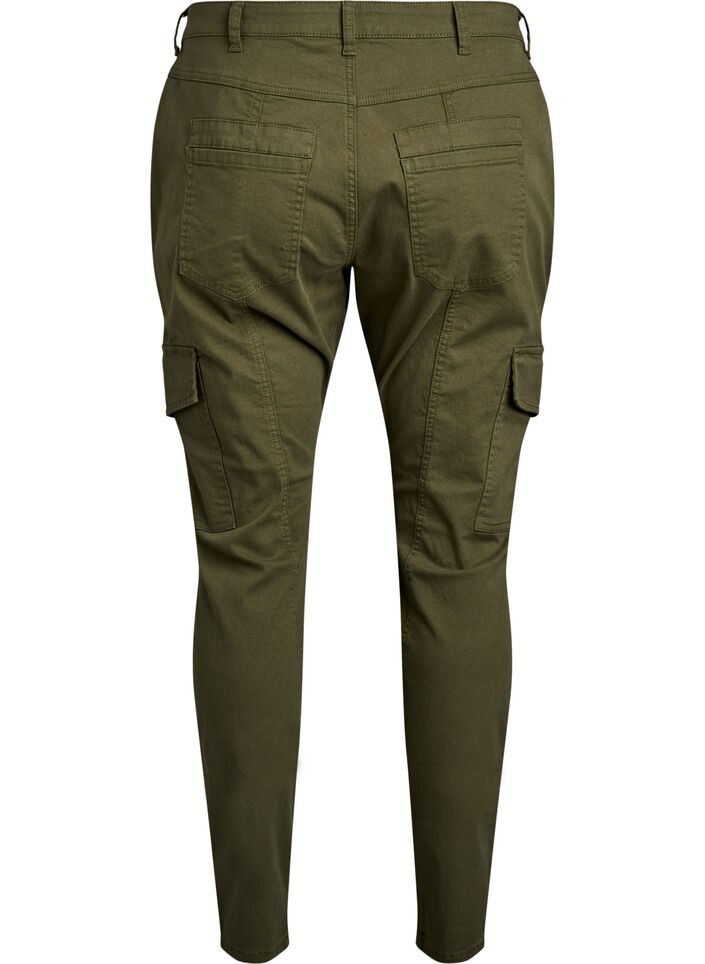 Slim fit bukser med cargolommer, Grønn, Packshot image number 1