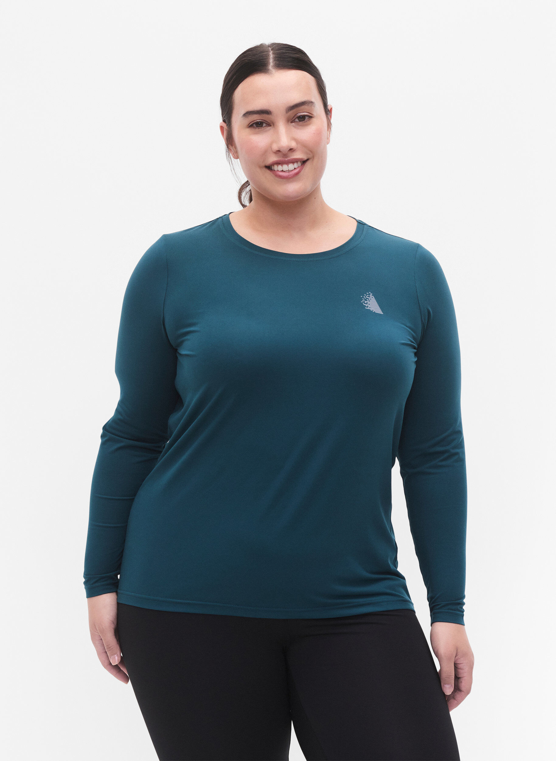 Zizzi Treningsgenser med lange ermer, Deep Teal, Model image number 0