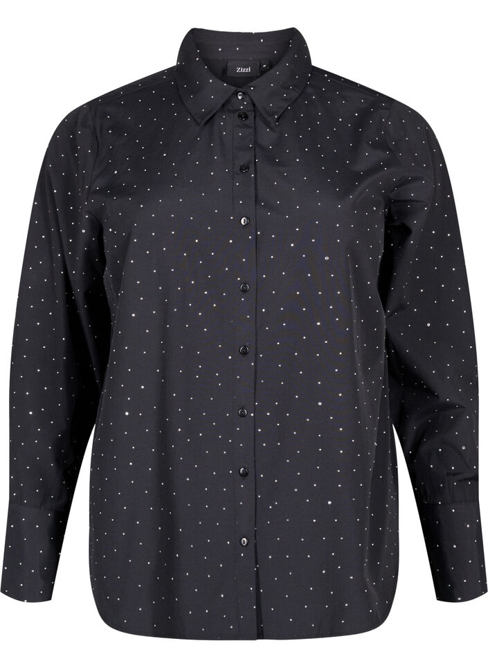 Skjorte med strass, Black, Packshot image number 0