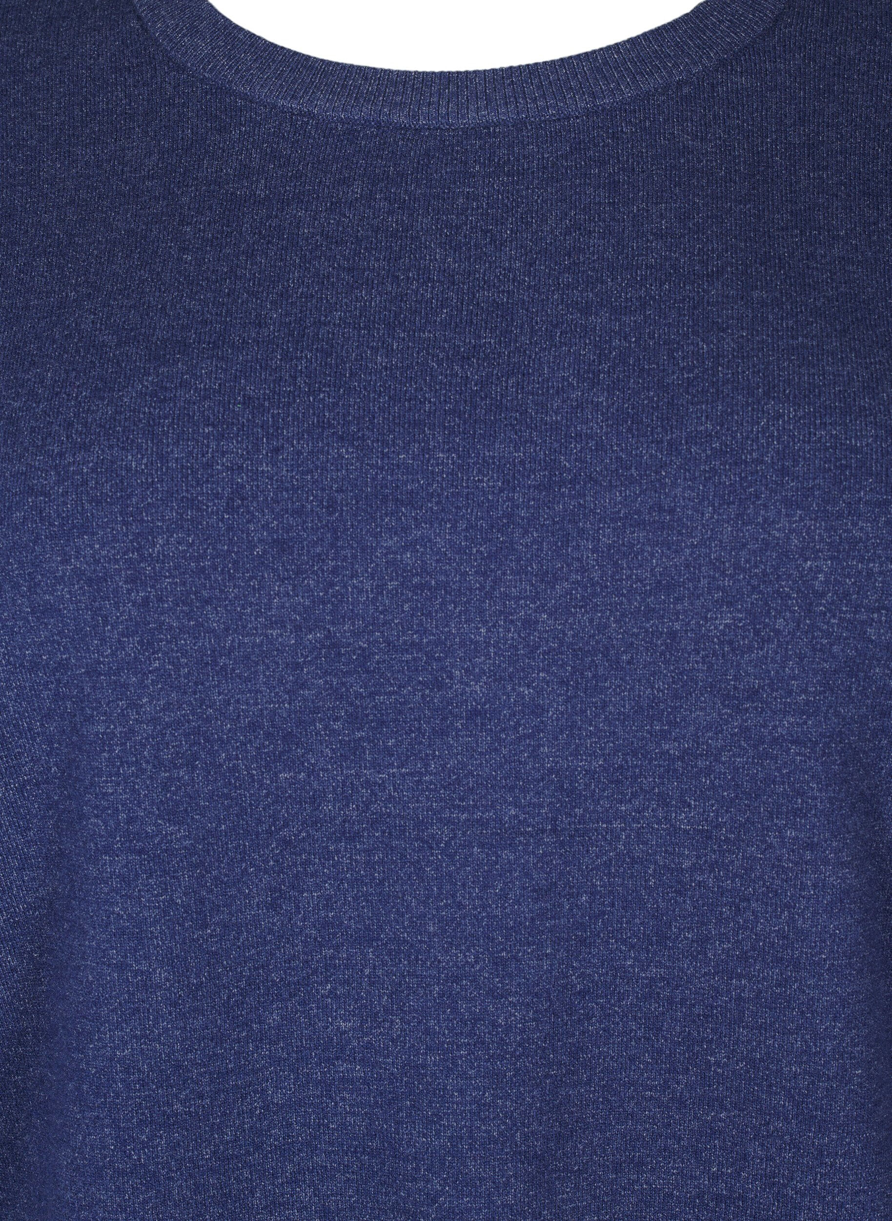 ZizziLangermet strikket bluse med splitt, Bl&aring;, Packshot image number 2