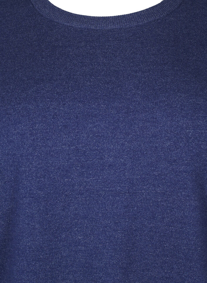 Langermet strikket bluse med splitt, Blå, Packshot image number 2