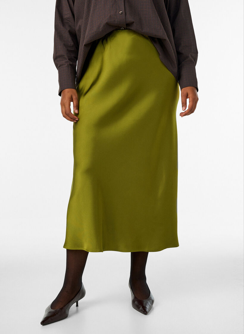 Midiskj&oslash;rt i sateng, Gr&oslash;nn, Model image number 2