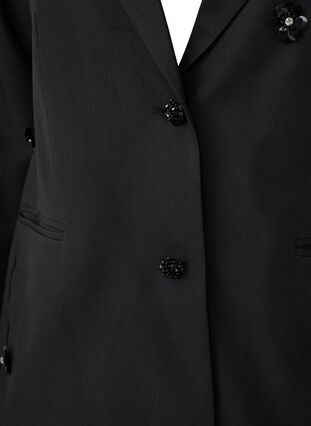 Zizzi Blazer med paljettblomster, Black, Packshot image number 2