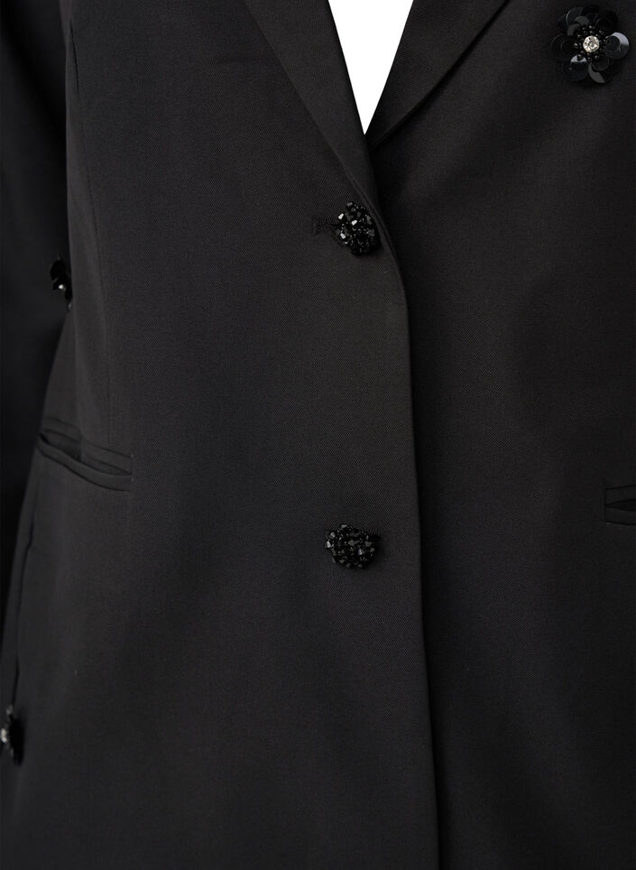 Blazer med paljettblomster, Black, Packshot image number 2